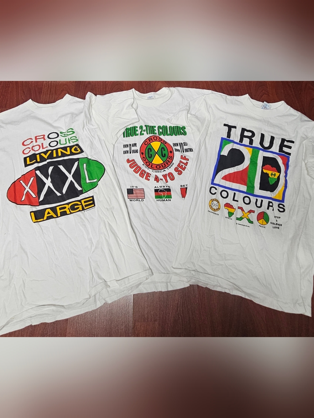 3 Vintage Cross Colours White Threads Horizon Teez Graphic Tees Size Large